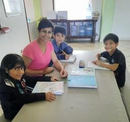Silvia with students